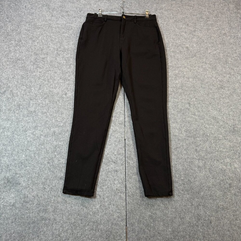 Michael Kors Pants Womens Medium Black Viscose Straight Stretch Pockets Zip Fly